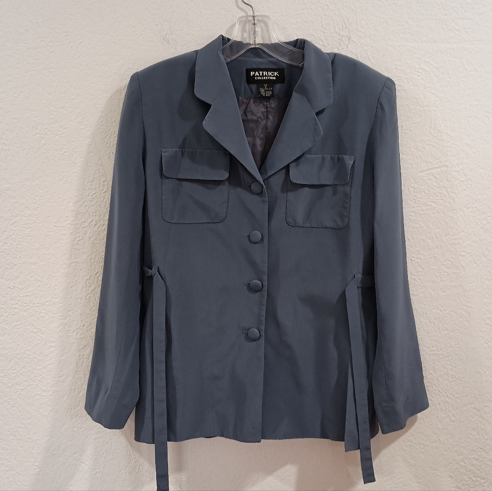 Patrick Collection Blue Silk Belted Jacket